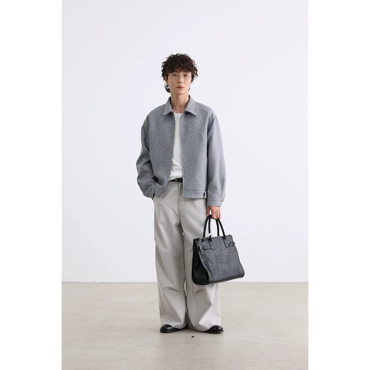 30代メンズファッション 作業服風ワークジャケット グレー メンズアウター