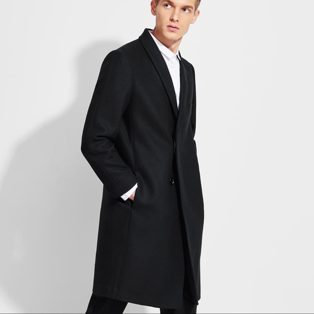 30代メンズファッション アウター シンプル長丈チェスターコート