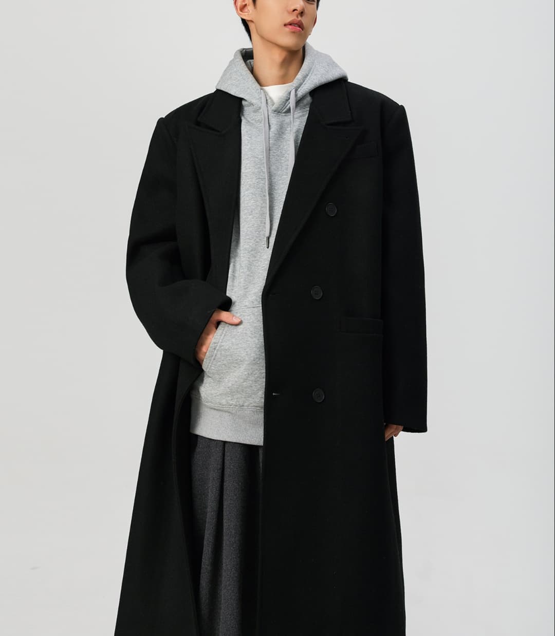 30代メンズファッション アウター 贅沢な長丈ロングコート