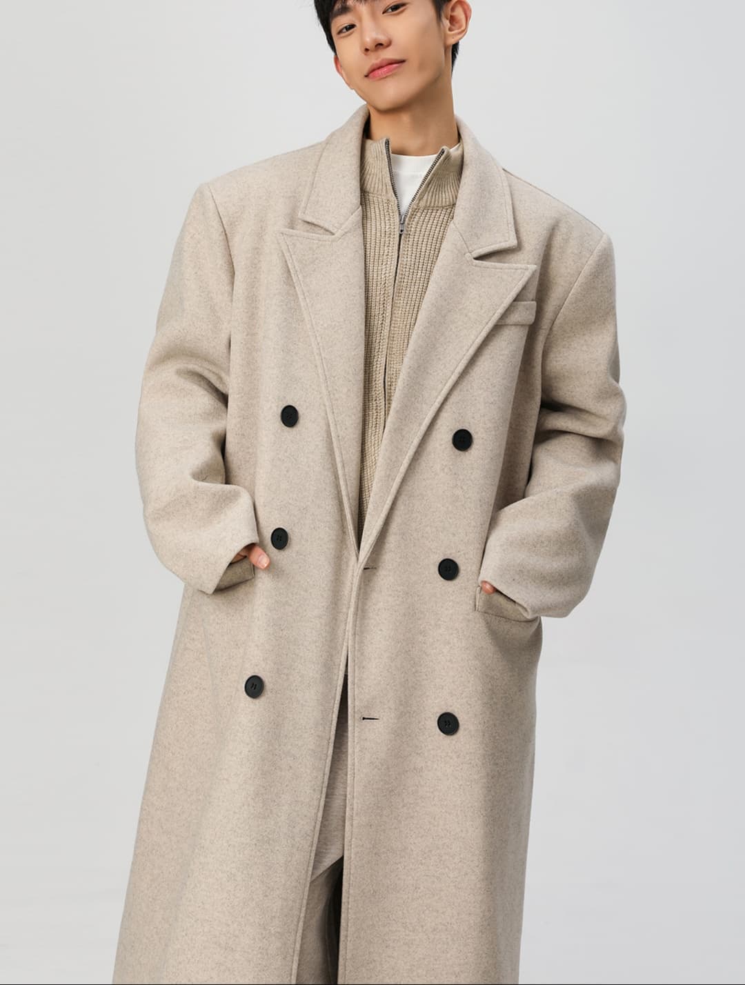 30代メンズファッション アウター 贅沢な長丈ロングコート