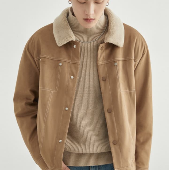 30代メンズファッション アウター 裏ボア付きトラッカージャケット