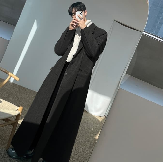 30代メンズファッション アウター ロング丈マキシウールコート