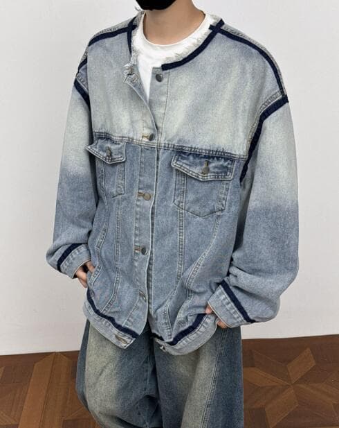 30代メンズファッション オーバーサイズデニムジャケット メンズ ヴィンテージ風