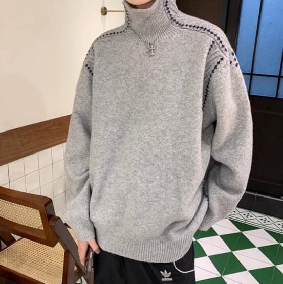 30代メンズファッション タートルネック ニットセーター 冬用暖かトップス