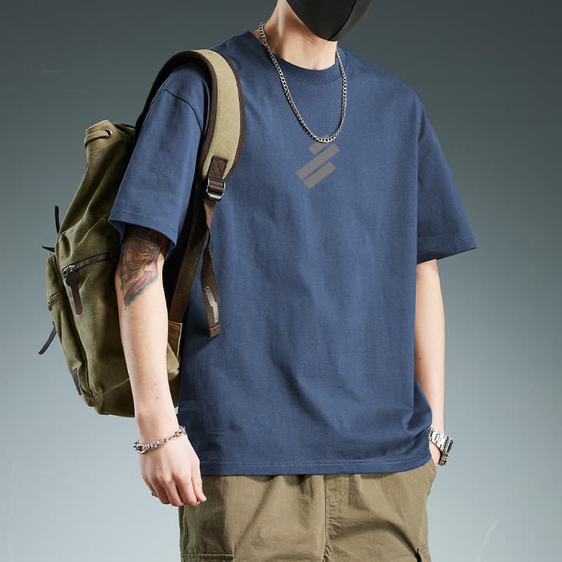 30代メンズファッション トップス シンプルペンダント付きクルーネック半袖