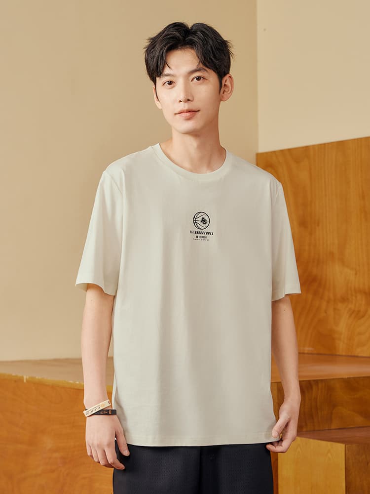 30代メンズファッション トップス シンプルロゴ入りカジュアルＴシャツ