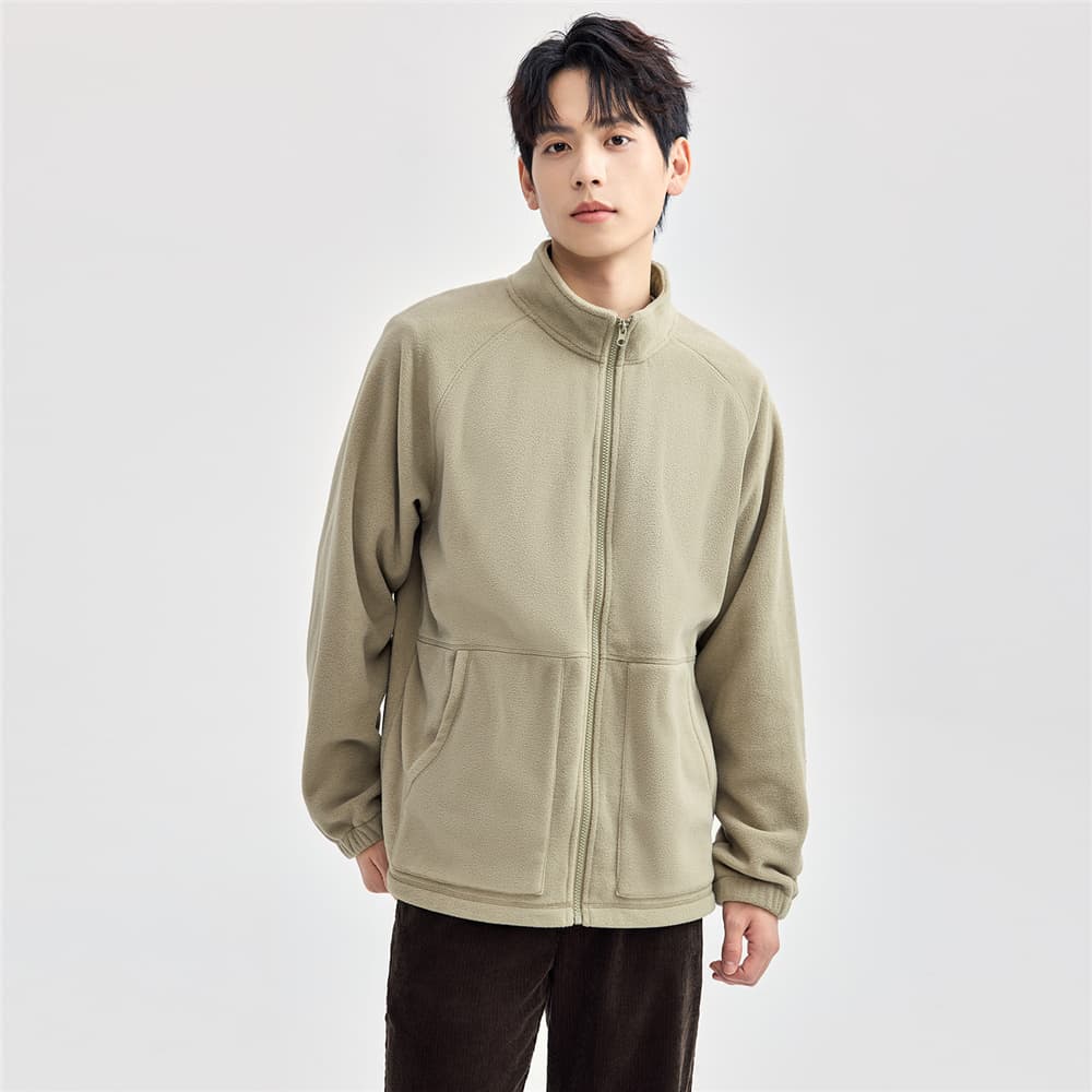 30代メンズファッション シンプル立ち襟フリースジャケット