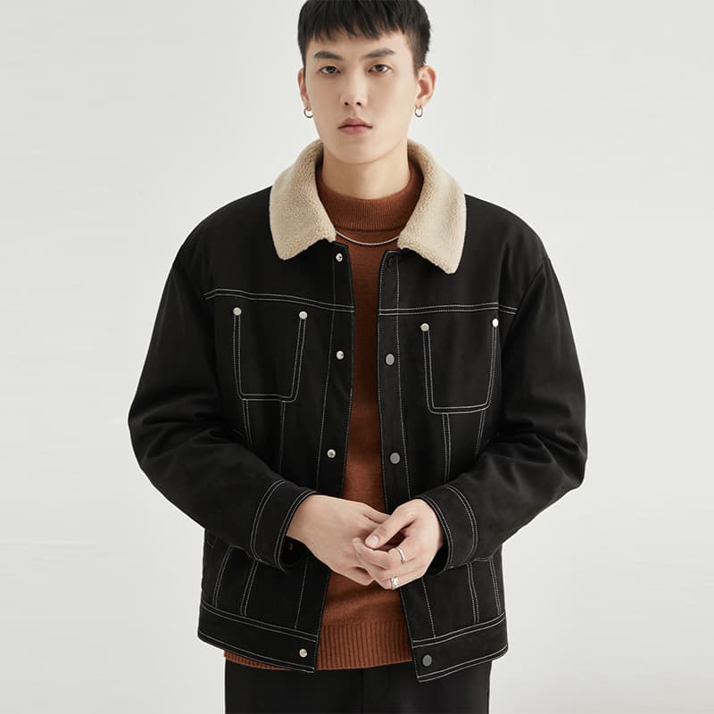 30代メンズファッション アウター 裏ボア付きトラッカージャケット