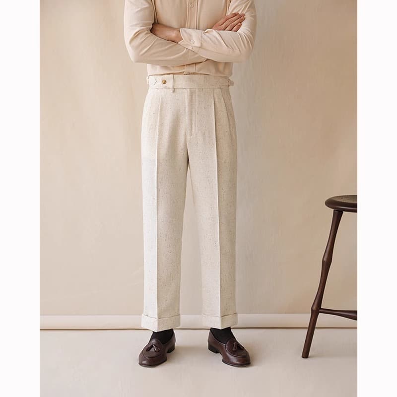 30代メンズファッション テーパードワイドスラックス