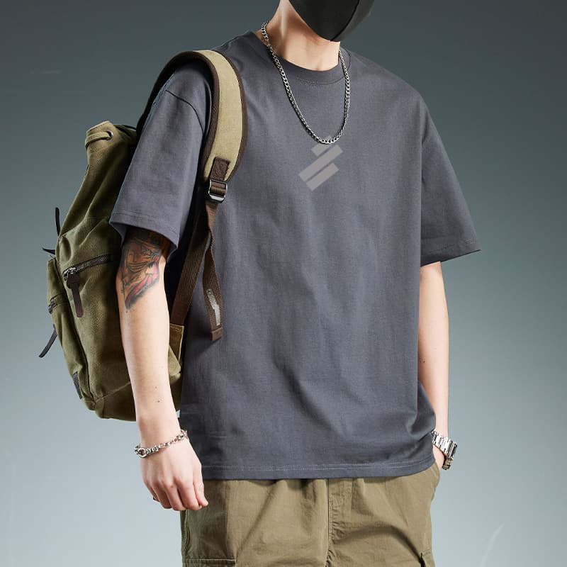 30代メンズファッション トップス シンプルペンダント付きクルーネック半袖