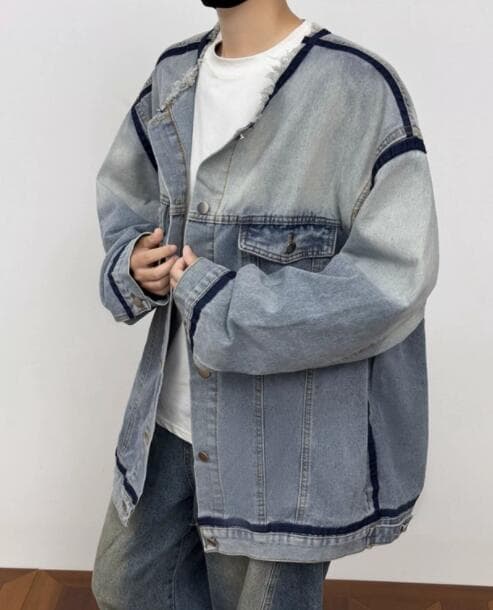 30代メンズファッション オーバーサイズデニムジャケット メンズ ヴィンテージ風