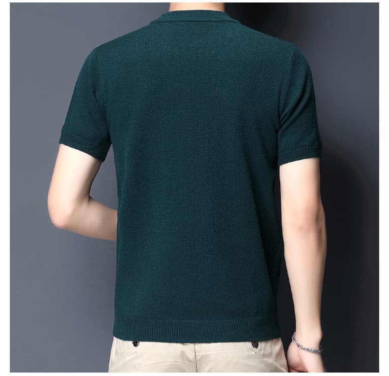 30代メンズファッション シンプル半袖ニットセーター