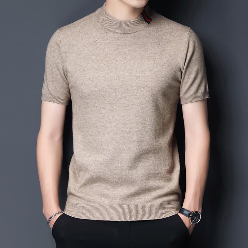 30代メンズファッション シンプル半袖ニットセーター