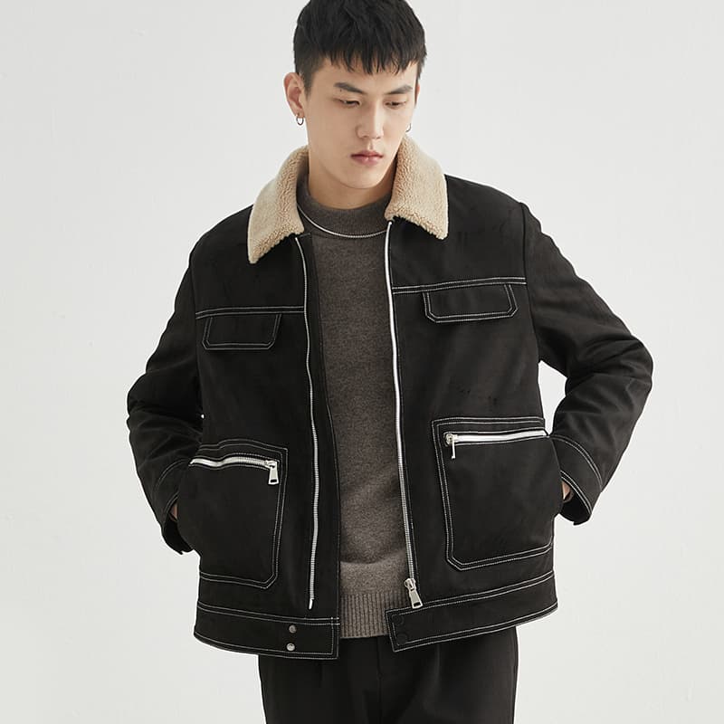 30代メンズファッション アウター 裏ボア付きトラッカージャケット