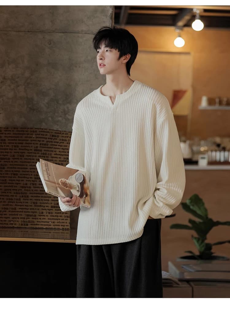 30代メンズファッション トップス シンプルヘンリーネックニット