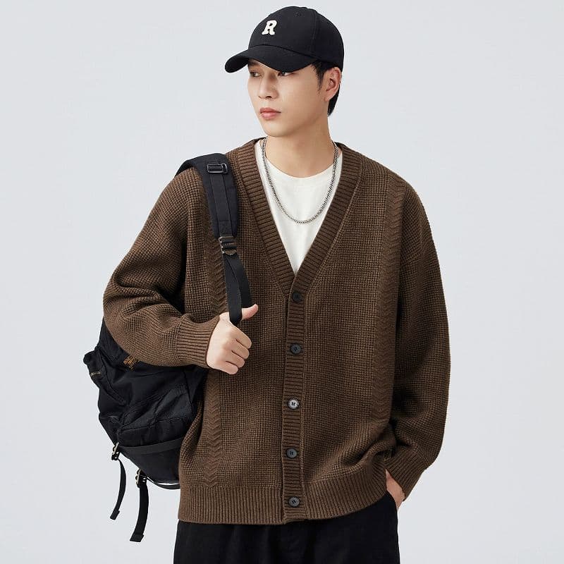 30代メンズファッション ニット編み メンズカーディガン  