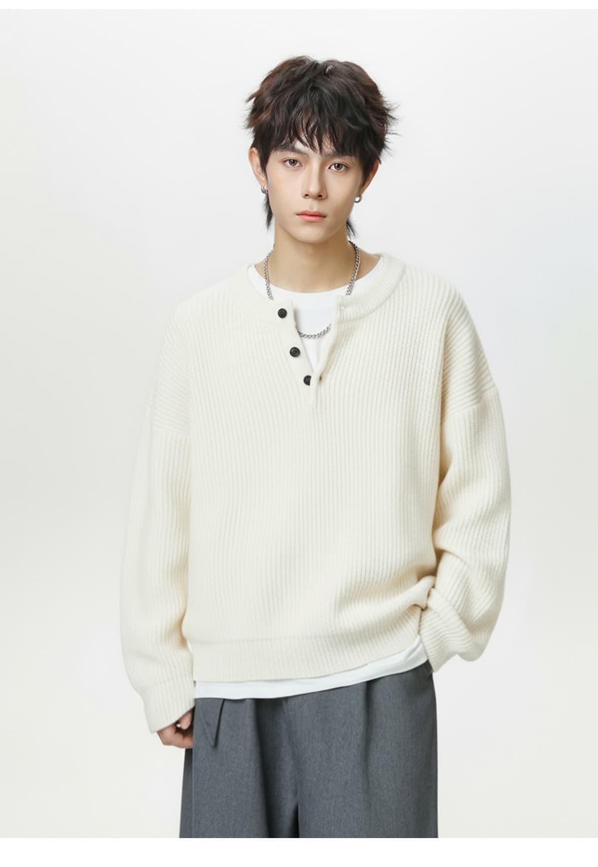 30代メンズファッション 秋冬ヴィンテージ風ヘンリーネックニットセーター厚手保温 トップス