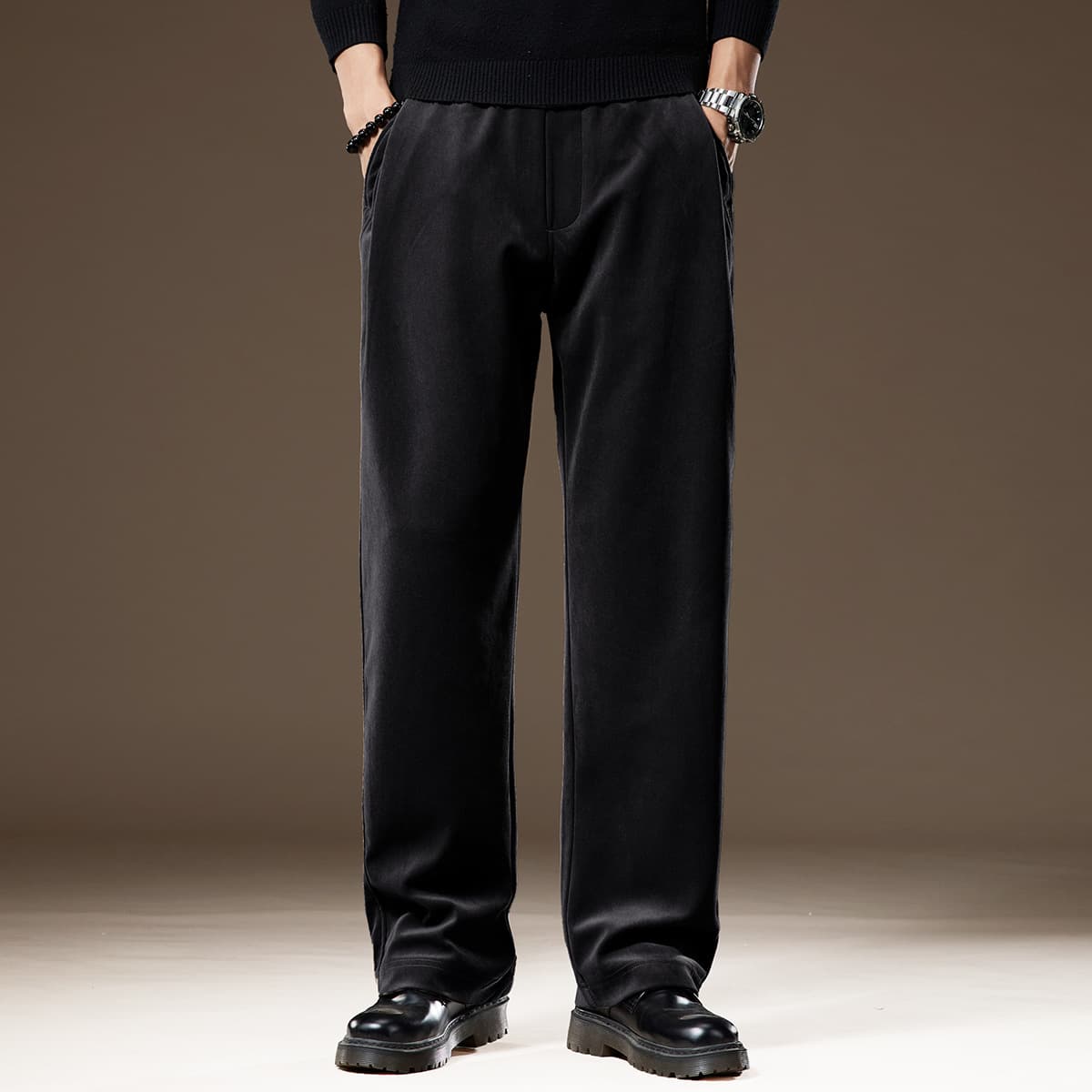 30代メンズファッション ストレートワイドミラノリブパンツ