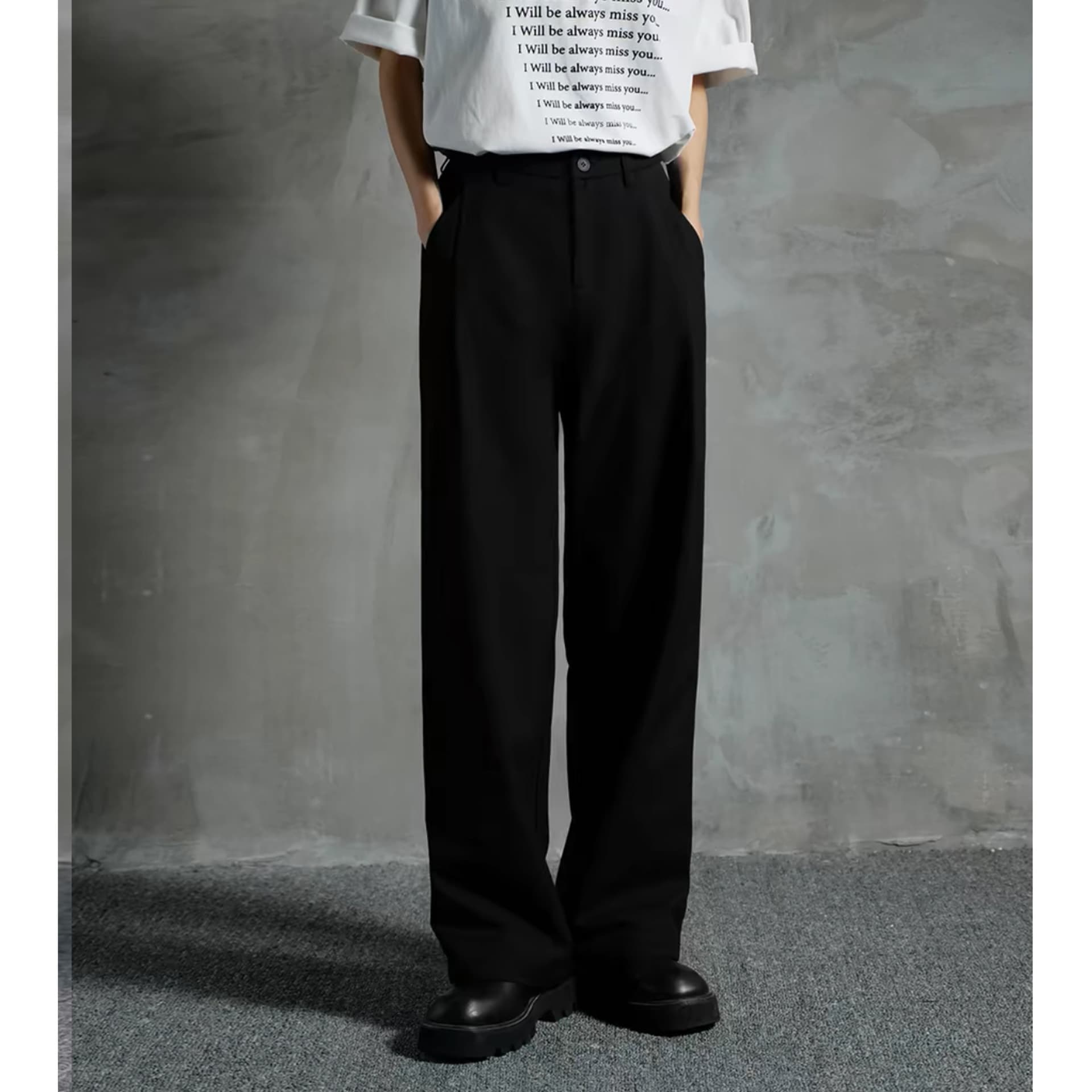 30代メンズファッション ストレートシルエット ワイドスラックス
