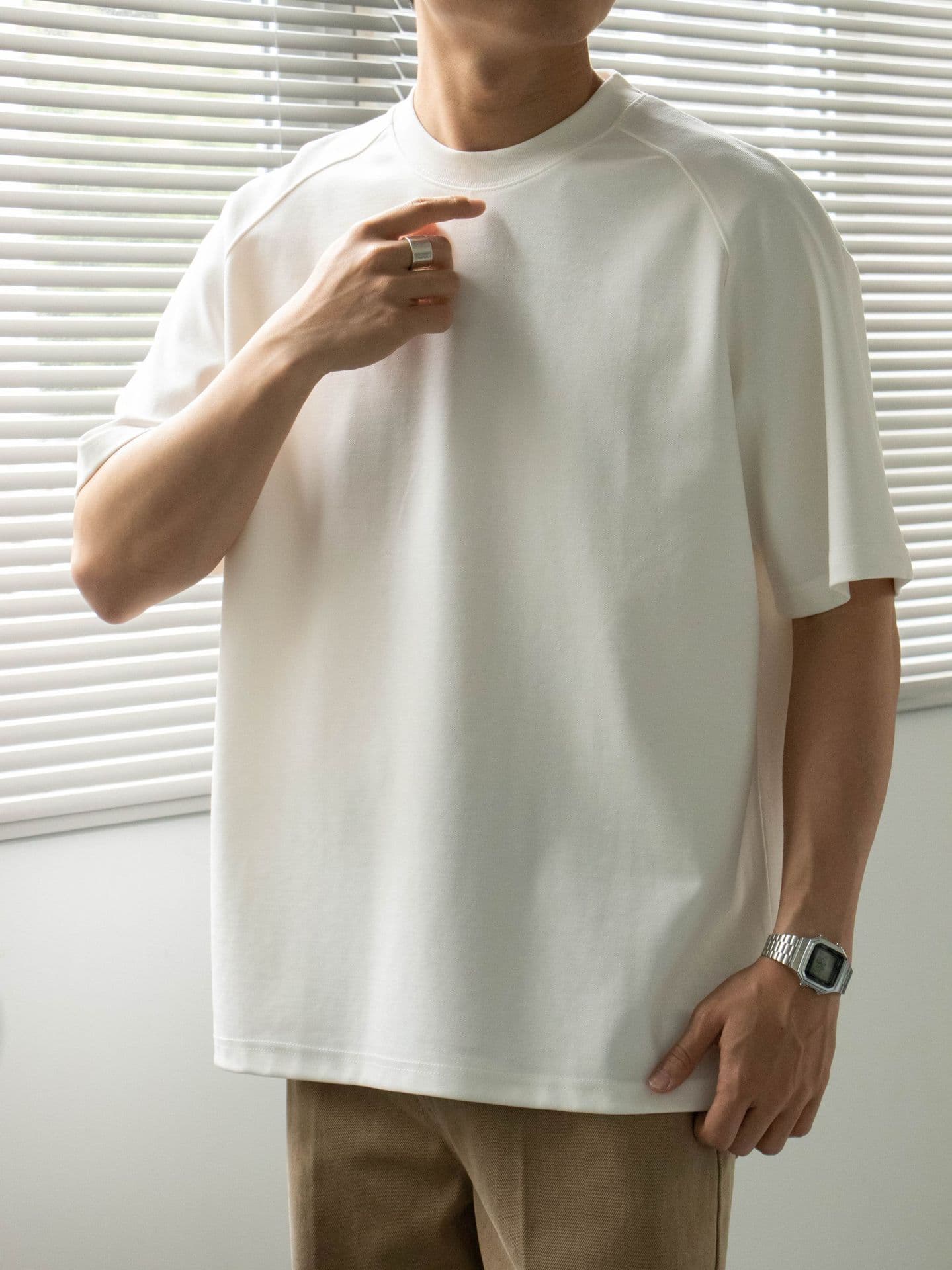 30代メンズファッション ゆったりシルエット天竺半袖カットソー