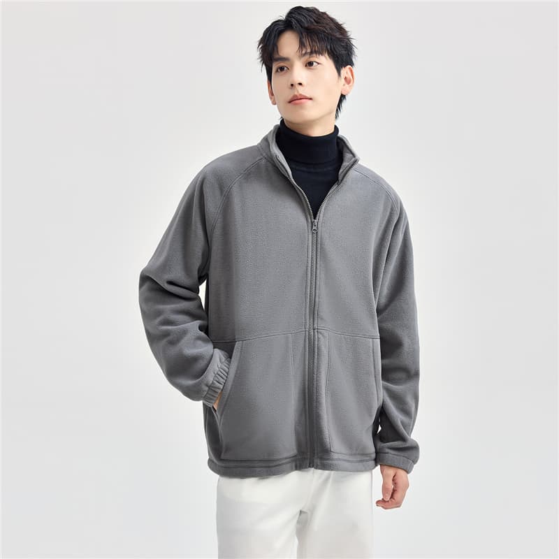 30代メンズファッション シンプル立ち襟フリースジャケット