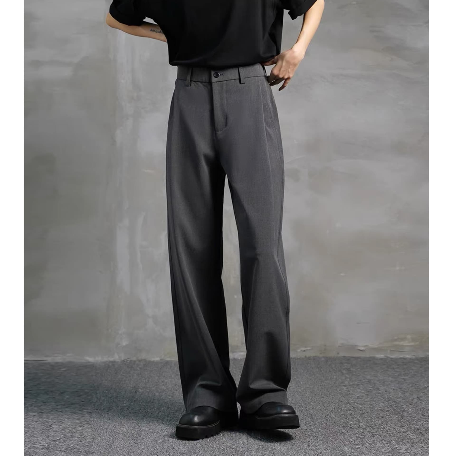 30代メンズファッション ストレートシルエット ワイドスラックス