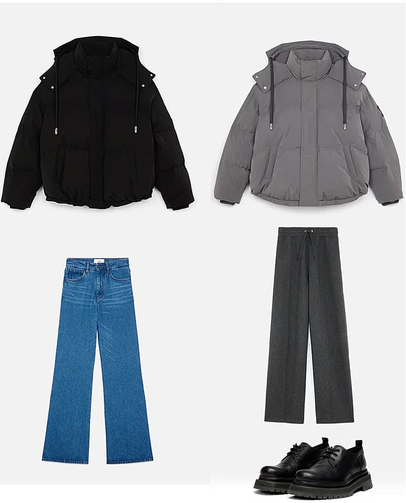 30代メンズファッション 中綿入りオーバーサイズフード付きジャケット