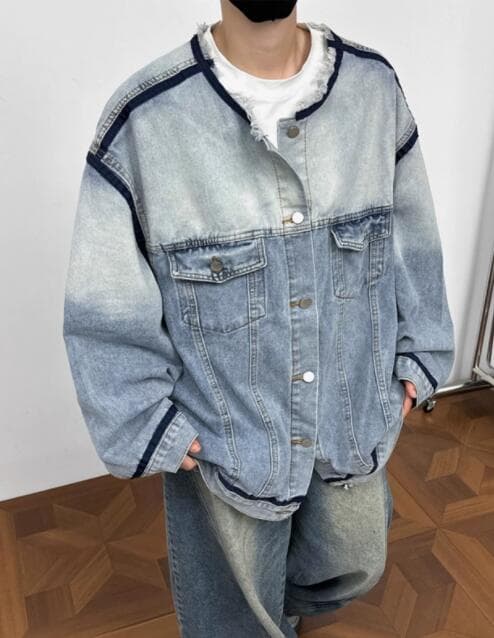 30代メンズファッション オーバーサイズデニムジャケット メンズ ヴィンテージ風