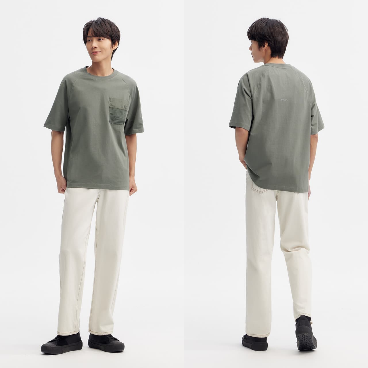 30代メンズファッション オーバーサイズポケット付きカットソー
