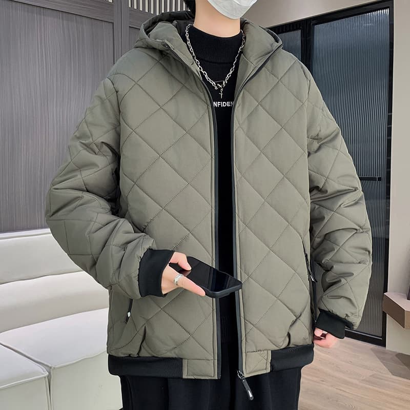 30代メンズファッション キルティング中綿パーカージャケット