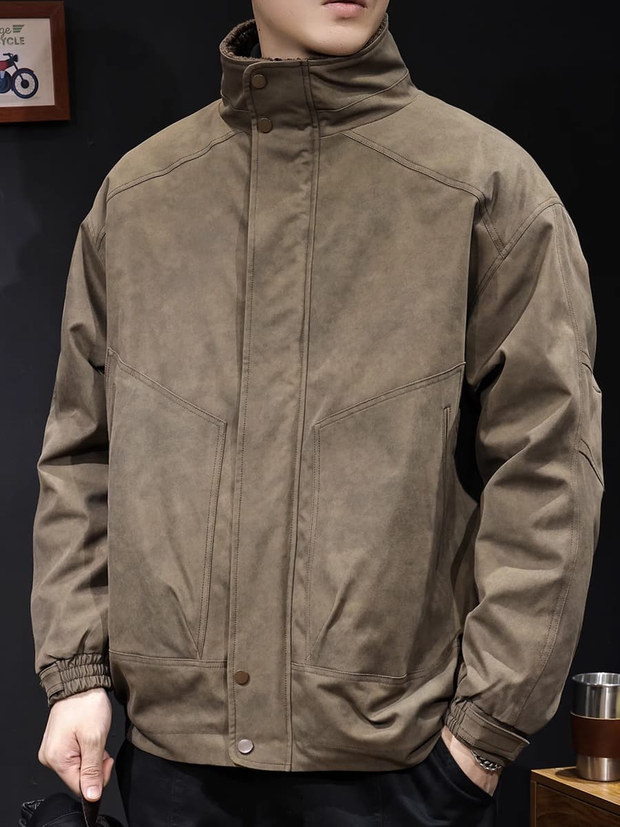 30代メンズファッション 高級スエード調 防寒ジャケット