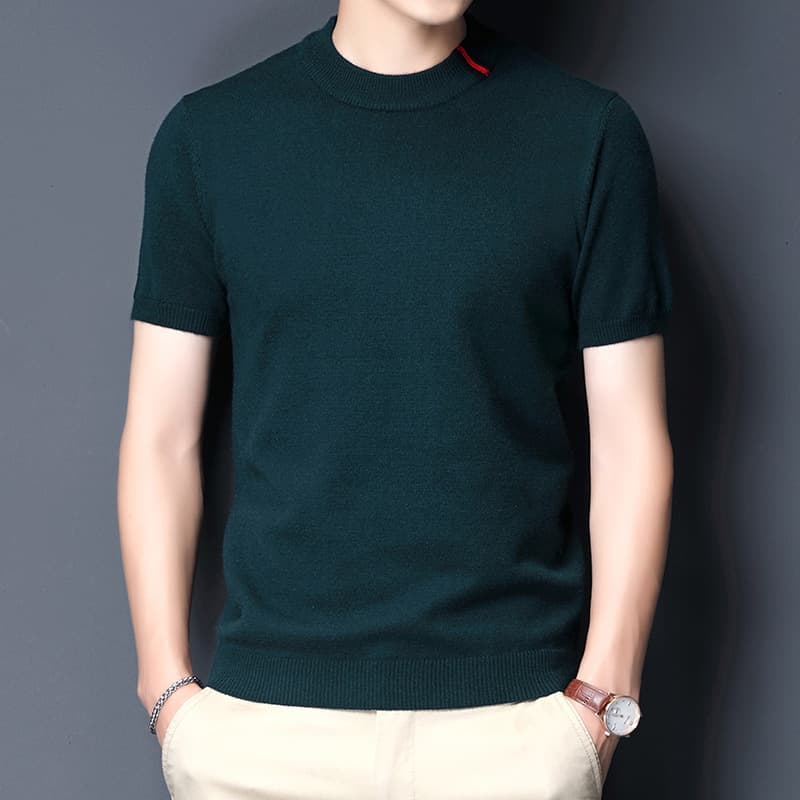 30代メンズファッション シンプル半袖ニットセーター