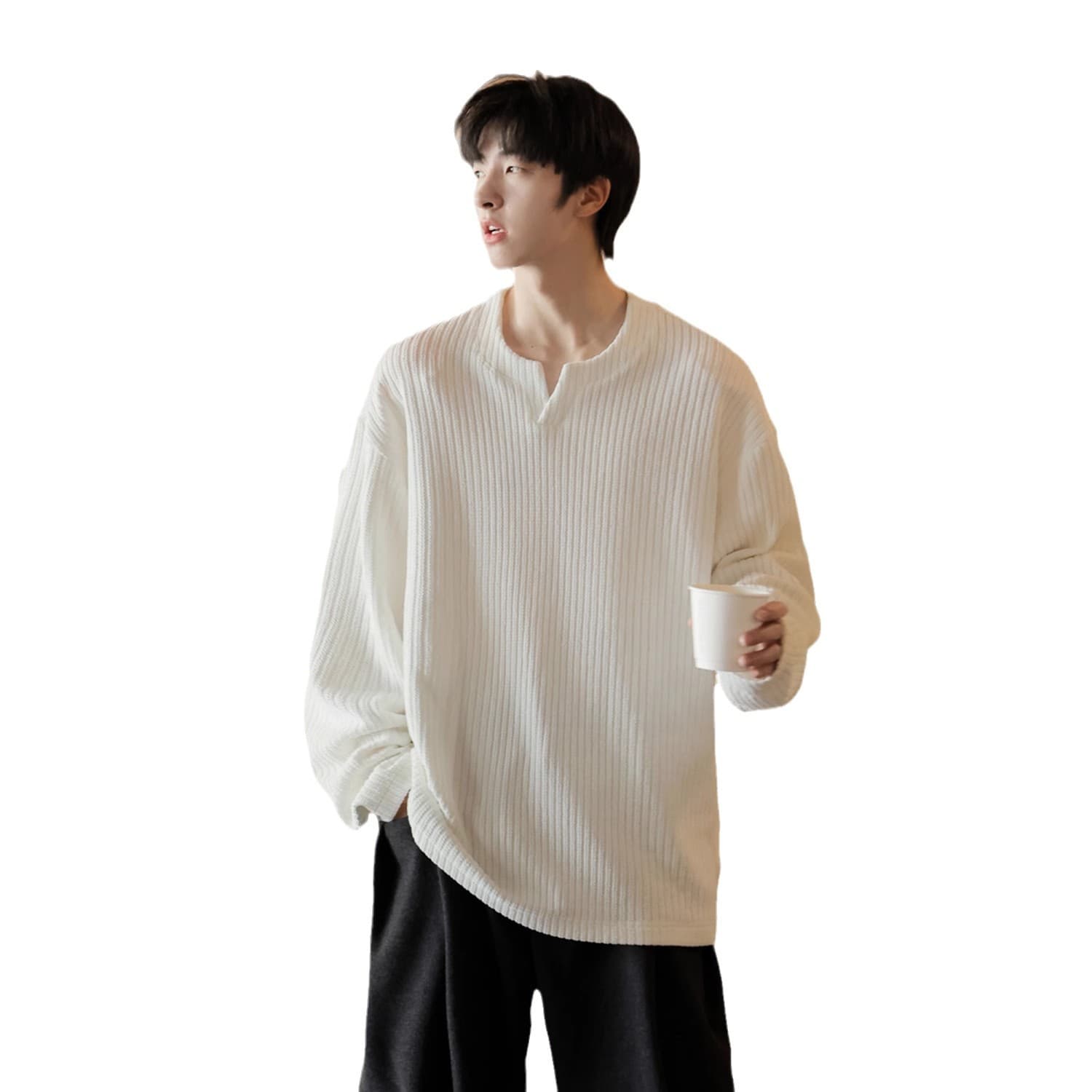 30代メンズファッション トップス シンプルヘンリーネックニット