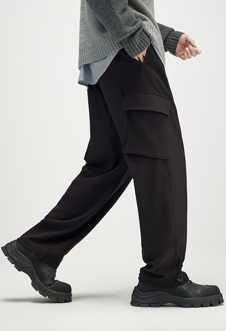 30代メンズファッション カーゴポケット付き裏起毛パンツ