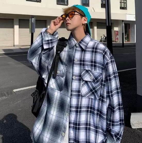 30代メンズファッション 春秋対応メンズチェック柄長袖カジュアルシャツ