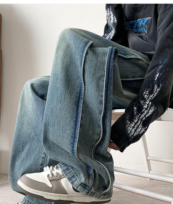30代メンズファッション ゆったりデニムワイドパンツ