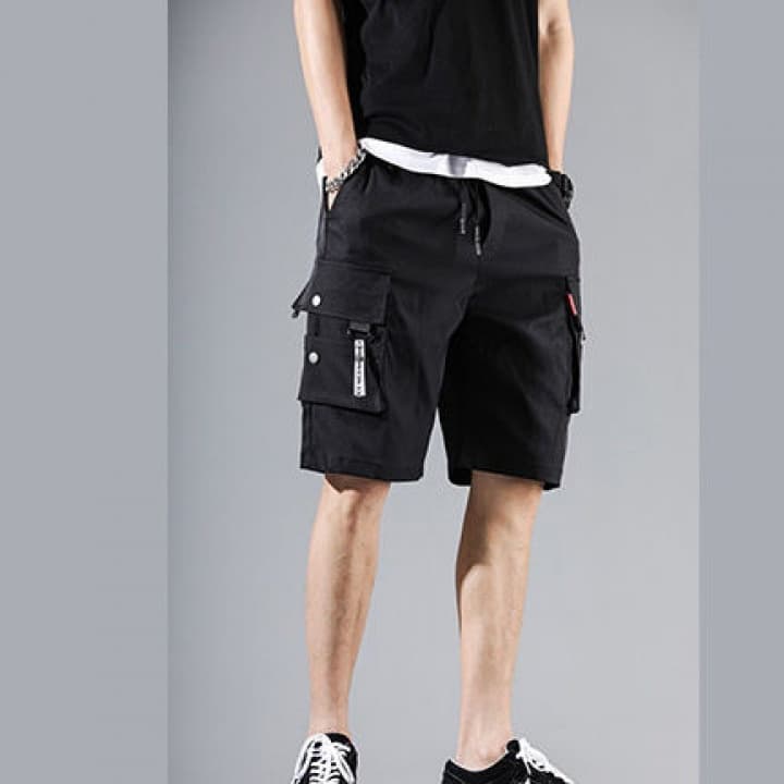 30代メンズファッション ポケット付きカーゴハーフパンツ