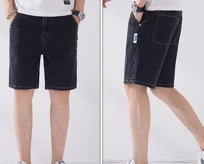 30代メンズファッション シンプルストレートデニムショーツ