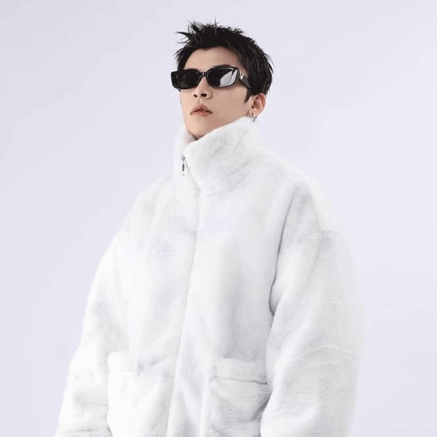 30代メンズファッション アウター 模様入り ふわふわ もこもこジャケット