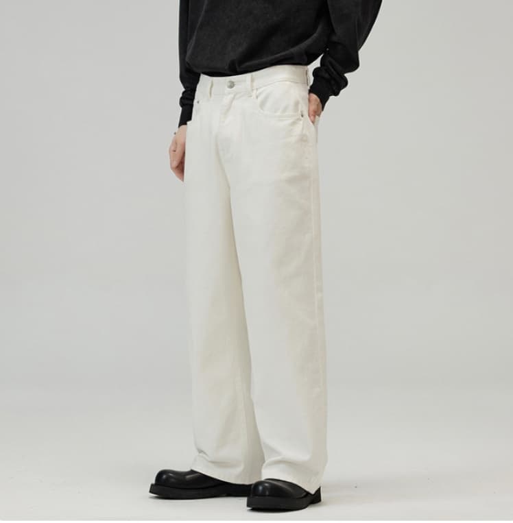 30代メンズファッション ボトムス ゆったりワイドストレートパンツ