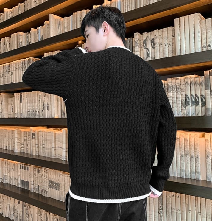 30代メンズファッション トップス シンプルクルーネックセーター