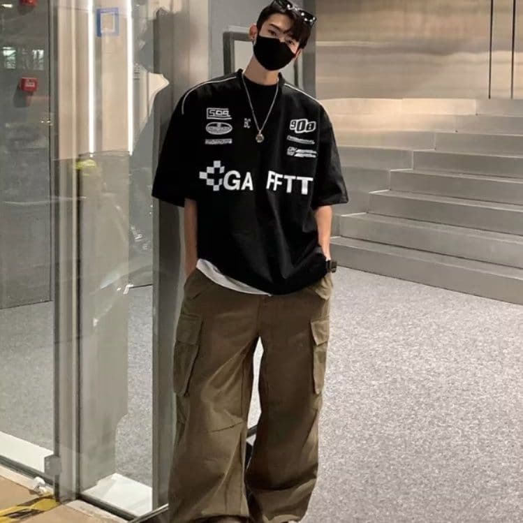 30代メンズファッション ストリート風グラフィック半袖