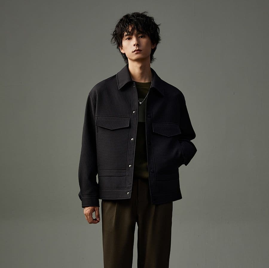 30代メンズファッション 立体リブワークジャケット