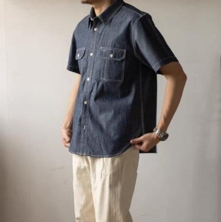 30代メンズファッション 夏の定番カジュアル半袖デニムシャツ