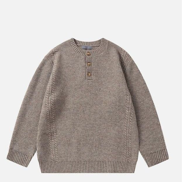 30代メンズファッション 秋冬ケーブル編みニットセーター長袖トップス