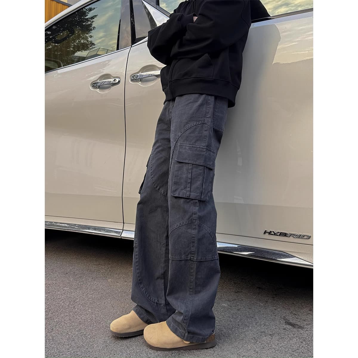 30代メンズファッション ボトムス ワイドシルエット多機能カーゴパンツ