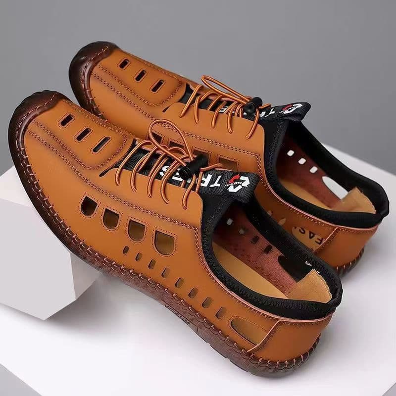 30代メンズファッション シューズ 透気メッシュレザーサンダルシューズ