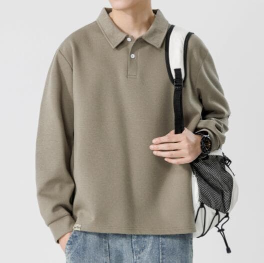 30代メンズファッション 長袖ポロシャツ カジュアルトップス