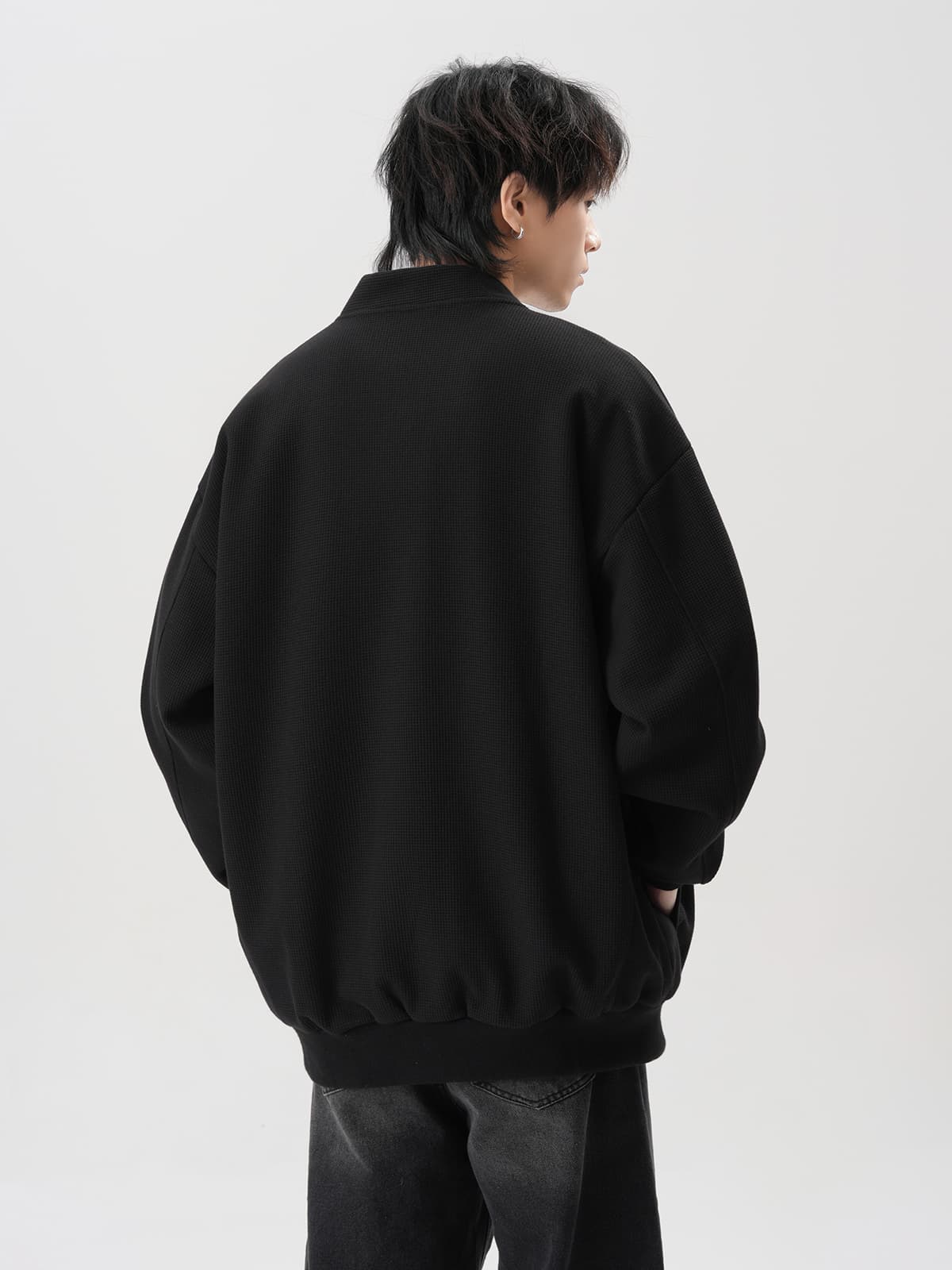 30代メンズファッション ゆったりリブ編みベーシックカーディガン