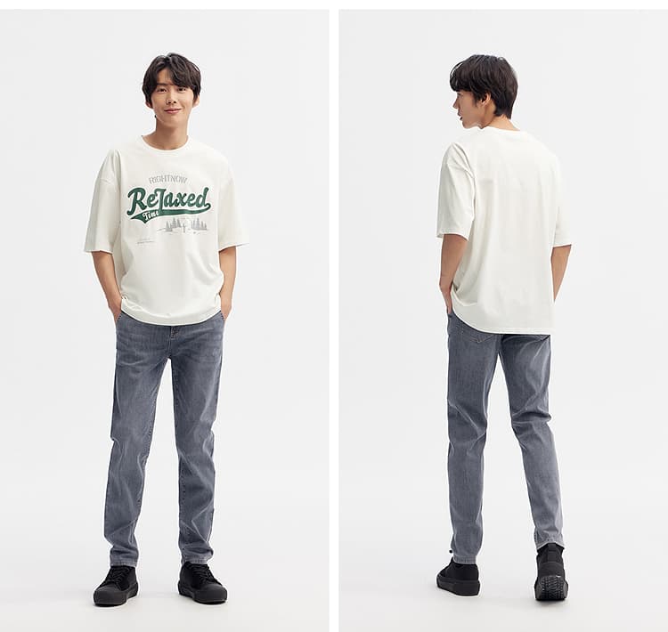 30代メンズファッション ボトムス 快適ストレートデニムパンツ